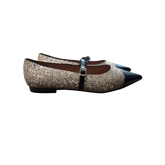 Linea Paolo Niara Size 9 Ballet Flats Mary Jane Rhinestone Cap Toe Shoe