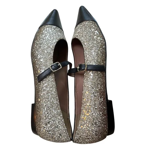 Linea Paolo Niara Size 9 Ballet Flats Mary Jane Rhinestone Cap Toe Shoe