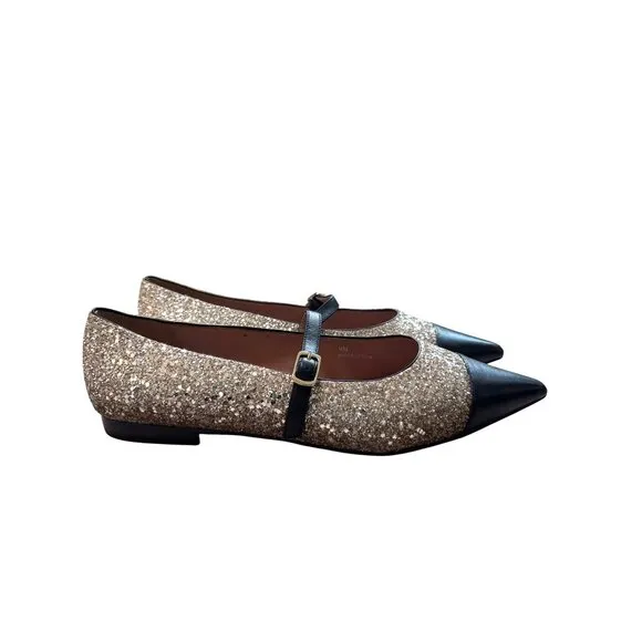 Linea Paolo Niara Size 9 Ballet Flats Mary Jane Rhinestone Cap Toe Shoe