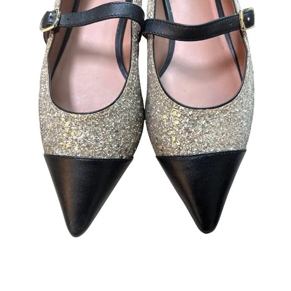 Linea Paolo Niara Size 9 Ballet Flats Mary Jane Rhinestone Cap Toe Shoe