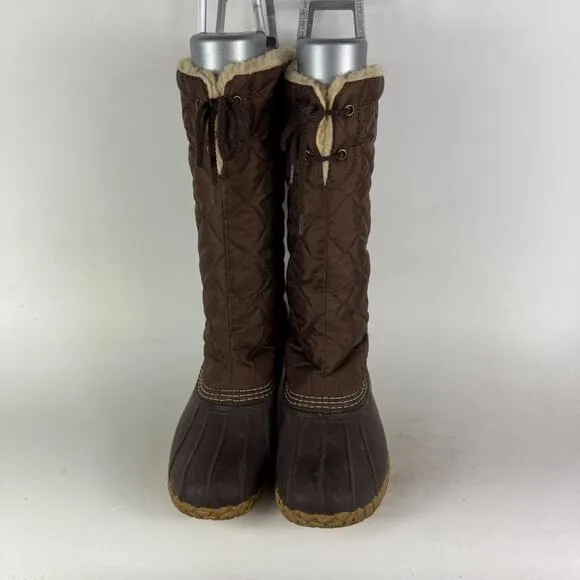 L.L. Bean Bean Boot Winter Boots Women's 8 Brown Quilted Sherpa Lined Duck Shoes