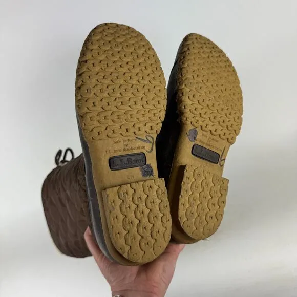 L.L. Bean Bean Boot Winter Boots Women's 8 Brown Quilted Sherpa Lined Duck Shoes