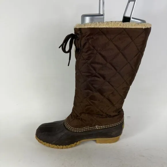 L.L. Bean Bean Boot Winter Boots Women's 8 Brown Quilted Sherpa Lined Duck Shoes