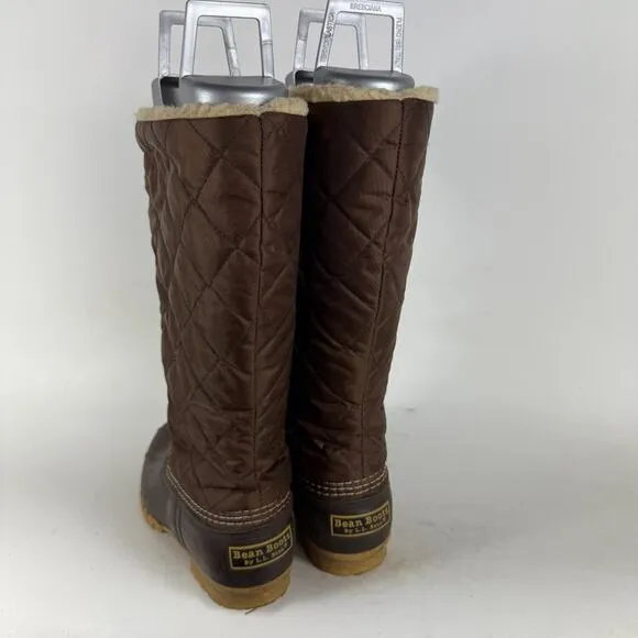L.L. Bean Bean Boot Winter Boots Women's 8 Brown Quilted Sherpa Lined Duck Shoes