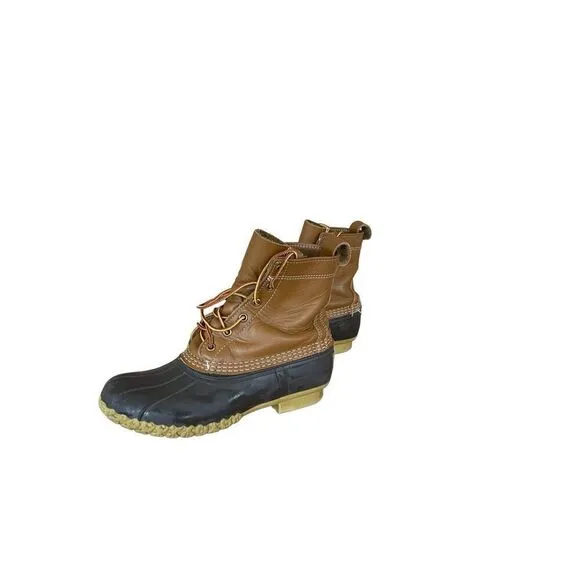 L.L. Bean Womens Brown &amp; Black Lace Up 8&quot; Gore-Tex Thinsulate Rain Boots Size 8
