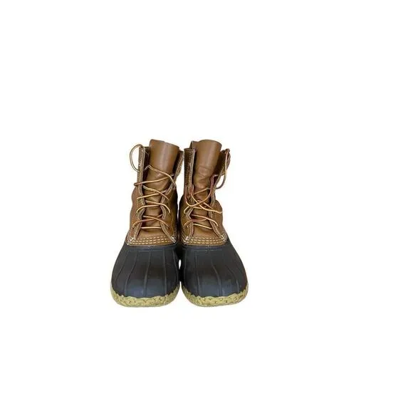 L.L. Bean Womens Brown &amp; Black Lace Up 8&quot; Gore-Tex Thinsulate Rain Boots Size 8