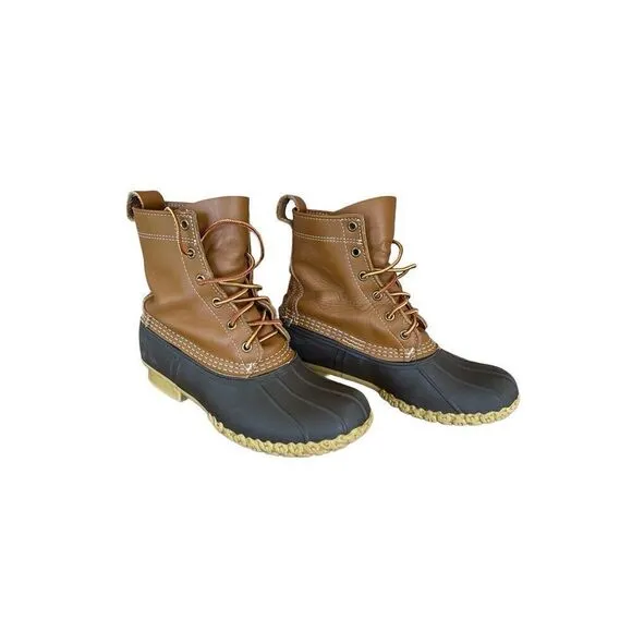 L.L. Bean Womens Brown &amp; Black Lace Up 8&quot; Gore-Tex Thinsulate Rain Boots Size 8