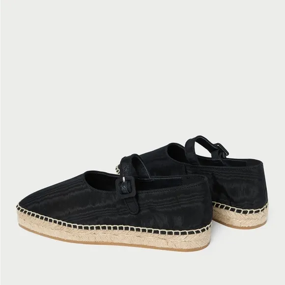 Loeffler Randall Black and Tan Espadrille Flats with Mary Jane Strap