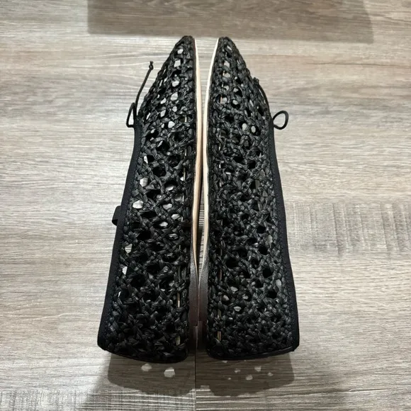 Loeffler Randall Leonie Black Crochet Raffia Ballet Flats