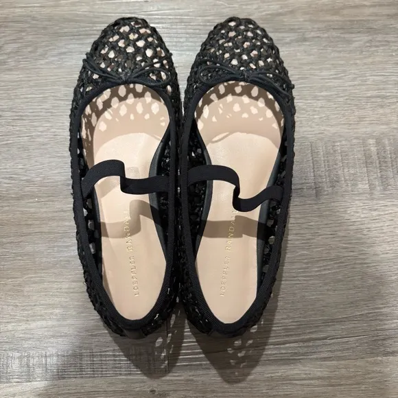 Loeffler Randall Leonie Black Crochet Raffia Ballet Flats
