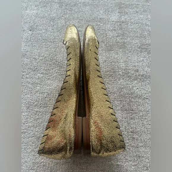 Loeffler RandallKarlotta Metallic Scalloped Ballerina Flat, Gold Size 9