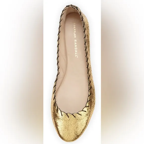 Loeffler RandallKarlotta Metallic Scalloped Ballerina Flat, Gold Size 9