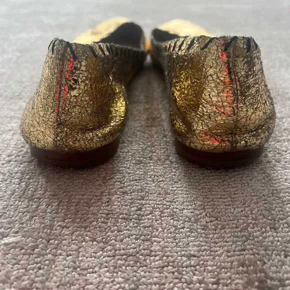 Loeffler RandallKarlotta Metallic Scalloped Ballerina Flat, Gold Size 9