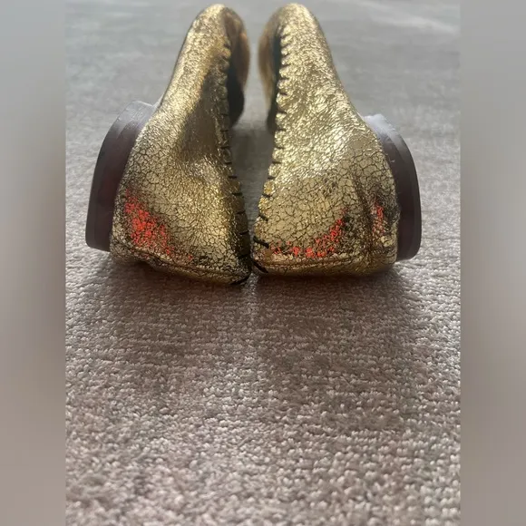 Loeffler RandallKarlotta Metallic Scalloped Ballerina Flat, Gold Size 9