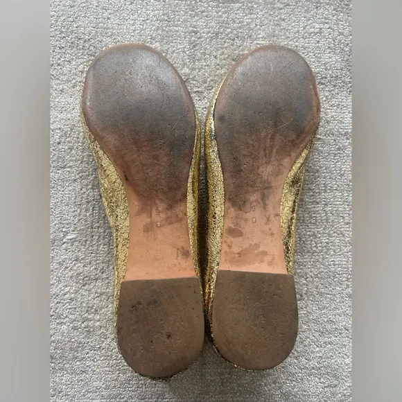 Loeffler RandallKarlotta Metallic Scalloped Ballerina Flat, Gold Size 9
