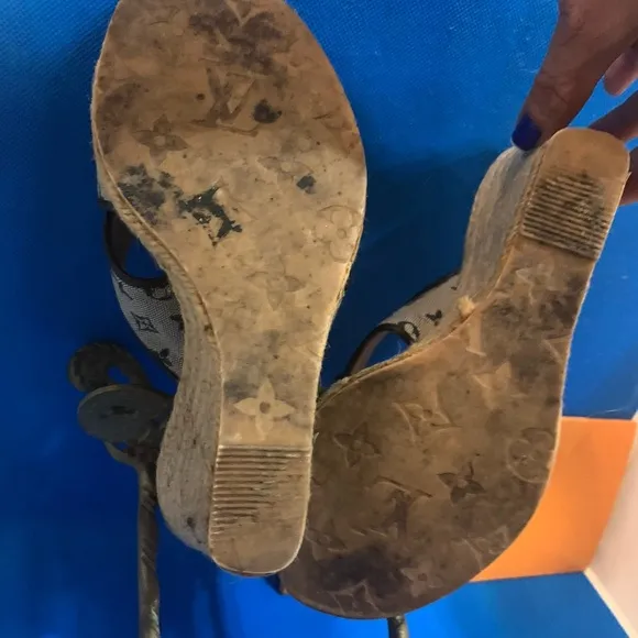Louis Vuitton mini monogram espadrille wedges LV Toe Mule Ibiza  Date codeCA0123