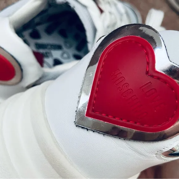 LOVE MOSCHINO Mixed Media Fashion Sneakers Size 38 EU
