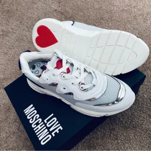 LOVE MOSCHINO Mixed Media Fashion Sneakers Size 38 EU
