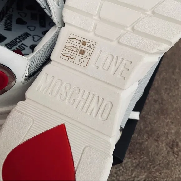 LOVE MOSCHINO Mixed Media Fashion Sneakers Size 38 EU