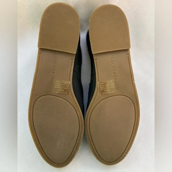 Lucky Brand 🩷 Charsa2 C Black Leather Slip On Flats Size 8 NEW (#10)
