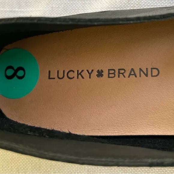 Lucky Brand 🩷 Charsa2 C Black Leather Slip On Flats Size 8 NEW (#10)
