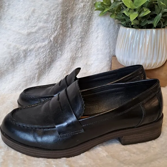 Lucky Brand Floriss Penny Loafers Flats Tailored Black Leather Women's Size 8.5
