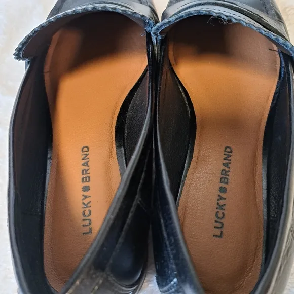 Lucky Brand Floriss Penny Loafers Flats Tailored Black Leather Women's Size 8.5