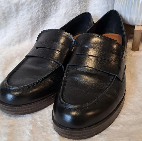 Lucky Brand Floriss Penny Loafers Flats Tailored Black Leather Women's Size 8.5