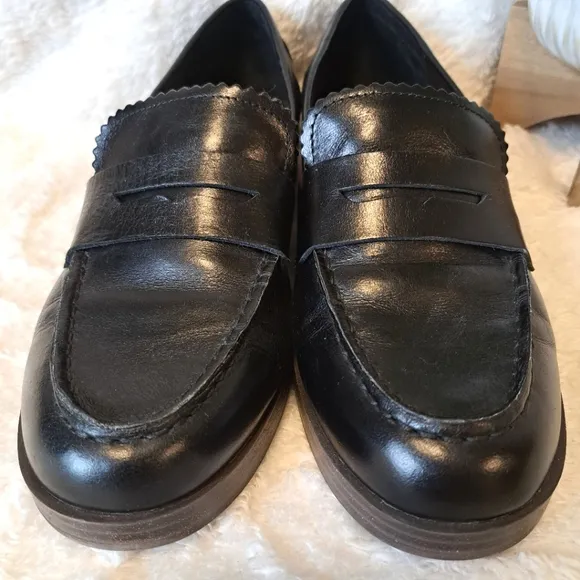 Lucky Brand Floriss Penny Loafers Flats Tailored Black Leather Women's Size 8.5