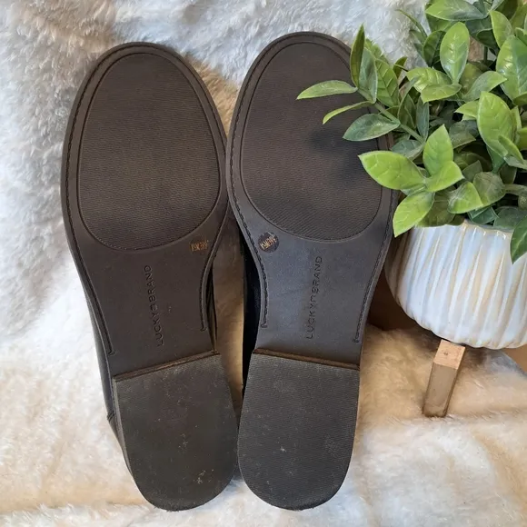 Lucky Brand Floriss Penny Loafers Flats Tailored Black Leather Women's Size 8.5