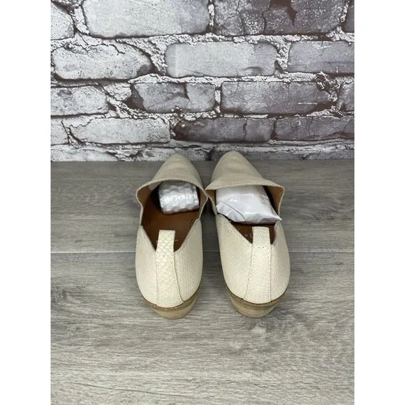 Lucky Brand Mahzan Ivory Leather Lizard Print Loafer Heel Shoes Women 9.5M US/41