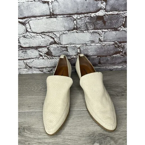 Lucky Brand Mahzan Ivory Leather Lizard Print Loafer Heel Shoes Women 9.5M US/41