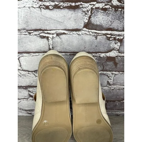 Lucky Brand Mahzan Ivory Leather Lizard Print Loafer Heel Shoes Women 9.5M US/41