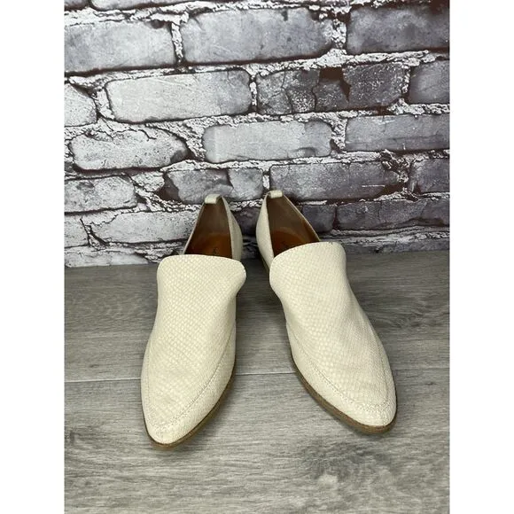 Lucky Brand Mahzan Ivory Leather Lizard Print Loafer Heel Shoes Women 9.5M US/41