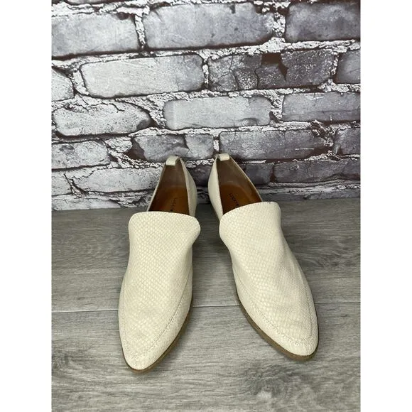 Lucky Brand Mahzan Ivory Leather Lizard Print Loafer Heel Shoes Women 9.5M US/41