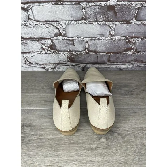 Lucky Brand Mahzan Ivory Leather Lizard Print Loafer Heel Shoes Women 9.5M US/41