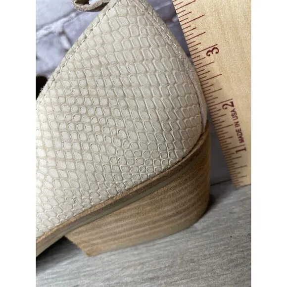 Lucky Brand Mahzan Ivory Leather Lizard Print Loafer Heel Shoes Women 9.5M US/41
