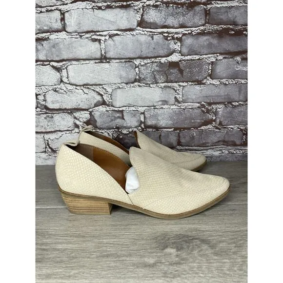 Lucky Brand Mahzan Ivory Leather Lizard Print Loafer Heel Shoes Women 9.5M US/41