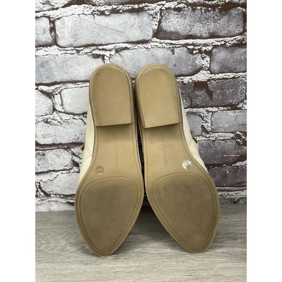 Lucky Brand Mahzan Ivory Leather Lizard Print Loafer Heel Shoes Women 9.5M US/41