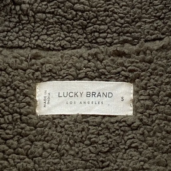 LUCKY BRAND Women’s Long Sleeve Half Zip Quilted Sherpa Pullover in Olive Size S