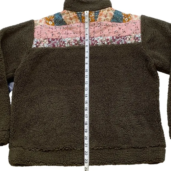 LUCKY BRAND Women’s Long Sleeve Half Zip Quilted Sherpa Pullover in Olive Size S