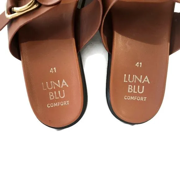 Luna Blu Comfort Brown Women's Flats Slides 10