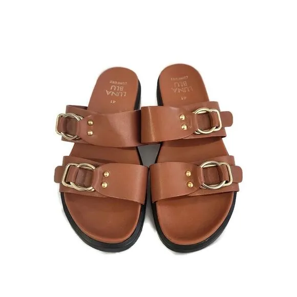 Luna Blu Comfort Brown Women's Flats Slides 10