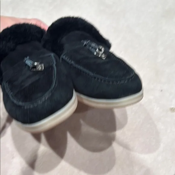 Luxurious Black Womens fur Loafers