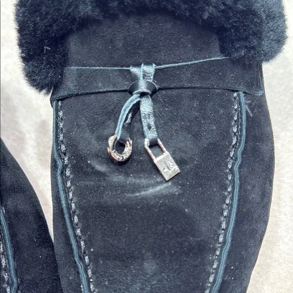 Luxurious Black Womens fur Loafers