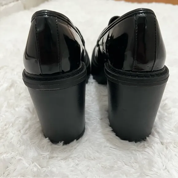 Madden Girl 7.5M Black Lug Sole Chunky Heel Platform Y2K Grunge Penny Loafers
