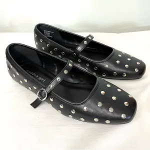 Madden Girl Black Studded Mary Jane Flats