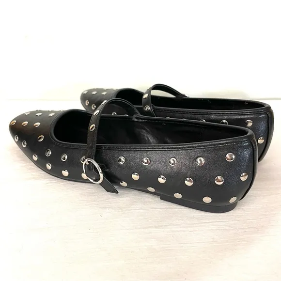 Madden Girl Black Studded Mary Jane Flats