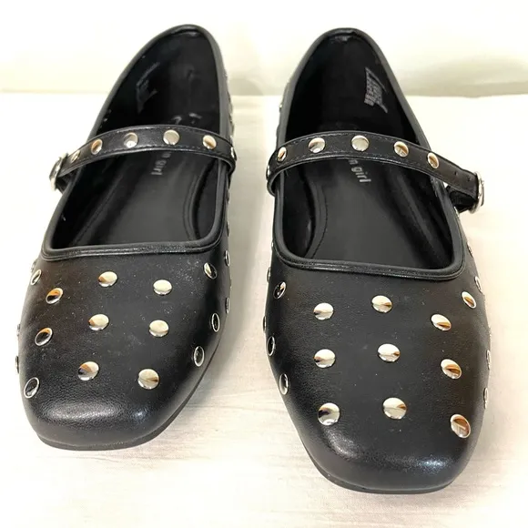 Madden Girl Black Studded Mary Jane Flats