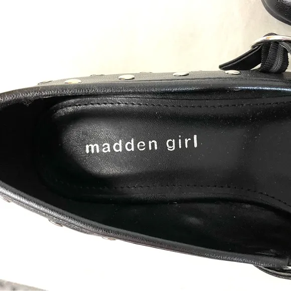 Madden Girl Black Studded Mary Jane Flats
